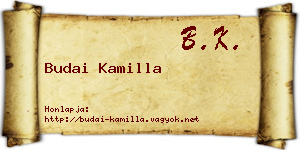Budai Kamilla névjegykártya